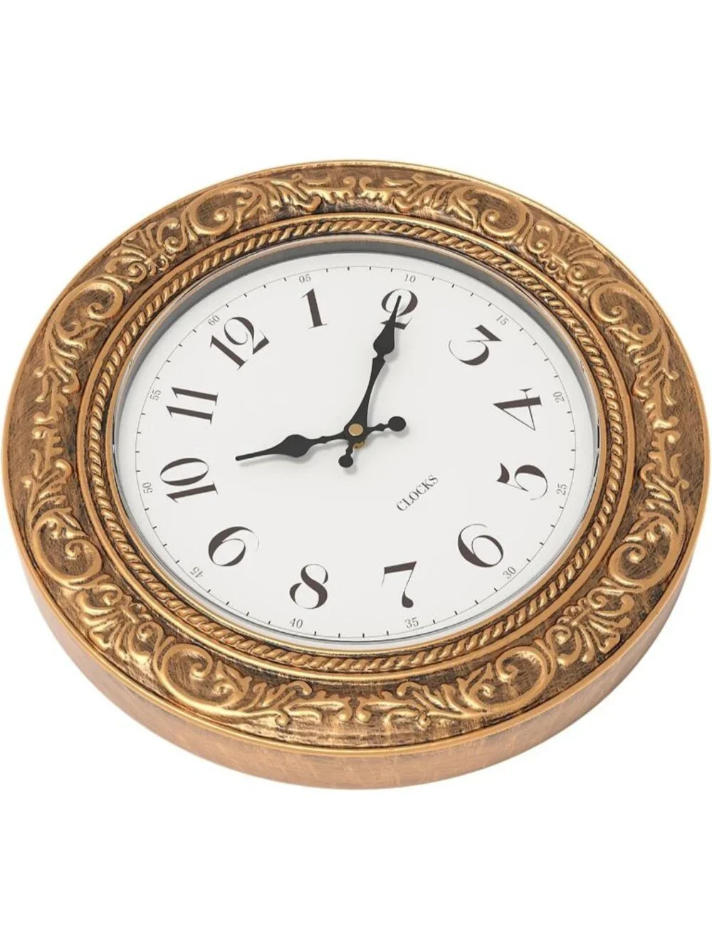 Home Gold Analog Quartz Battery Operated European Vintage Decorative Wall Clock